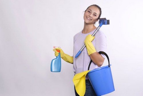 Trained carpet cleaning staff using safe working methods